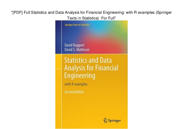 Statistics And Data Analysis For Financial Engineering Pdf Download